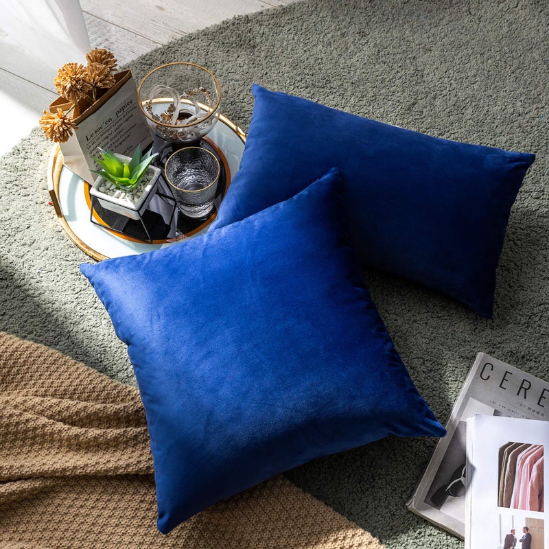 Stellhome Rectangle Velvet Pillow Covers Decorative Cushion Covers for Bed Couch Sofa Bench, 12 x 20 inch (30 x 50 cm), Royal Blue, Pack of 2 - Image 3